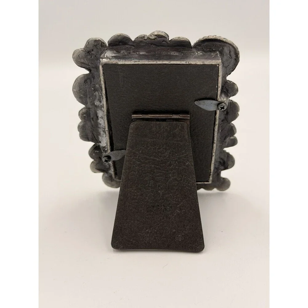 Vintage Pewter Button Picture Frame 4.25x3.5
